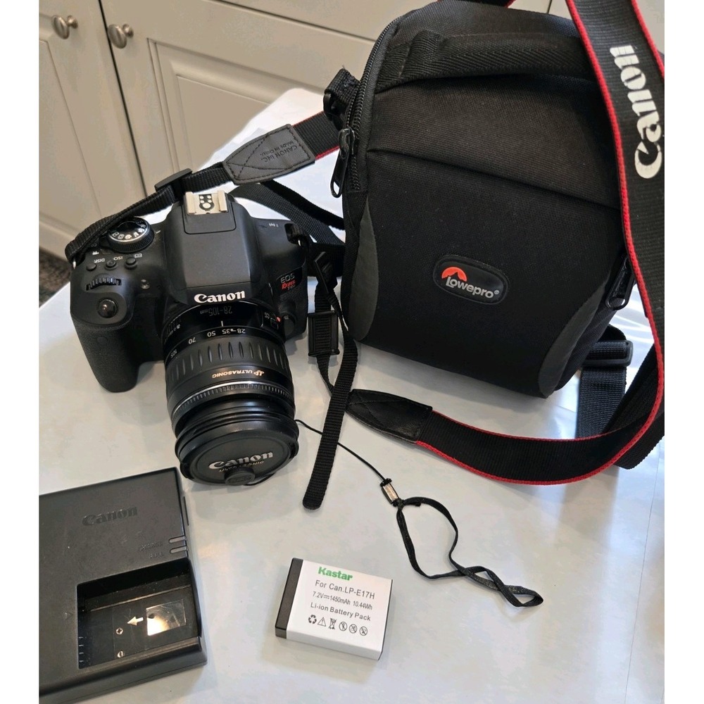 Canon EOS Rebel T6i 750D DSLR  28-105mm USM Lens Tested Working Charger and Bag